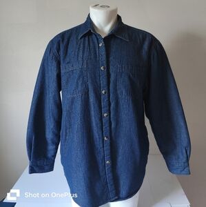 Wrangler sz L blue denim shirt jacket with lining